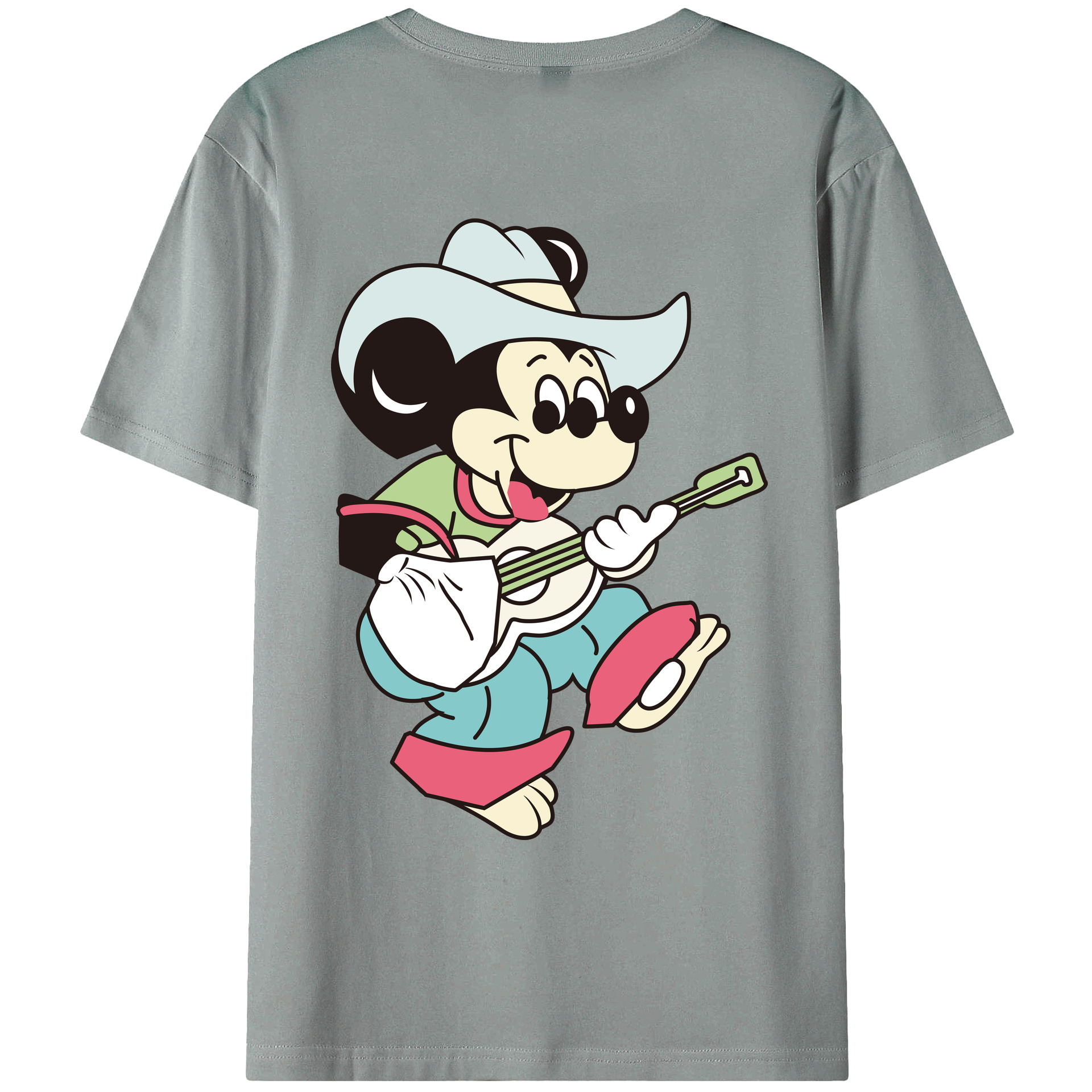 ミッキーマウス Mickey Mouse 綿100％ メンズ半袖Tシャツ（バックプリント） 通気性
